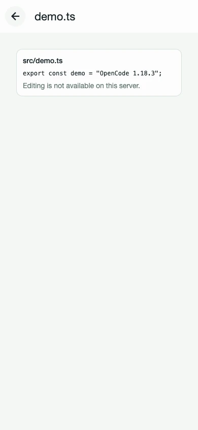 Open project file in OpenCode Mobile, light theme