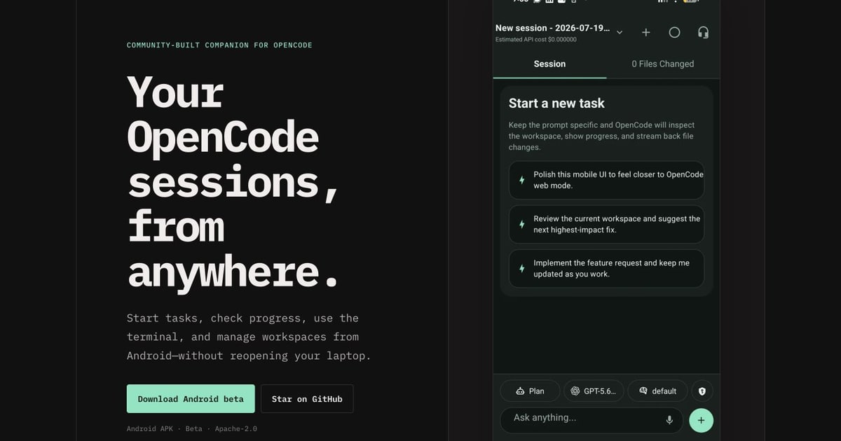 Open Code Web Mobile Android companion for OpenCode | OpenCode Mobile